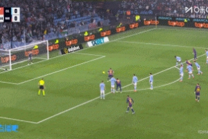 马科斯·阿隆索手球送点，莱万点射破门！巴萨1-0塞尔塔！