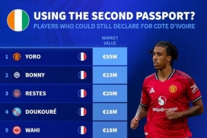德转盘点仍可为非洲国家队效力球员：约罗、博尼、恩凯提亚在列