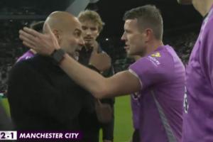 瓜帅点赞瓜迪奥拉赛后找主裁握手交流，瓜帅向主裁竖起大拇指