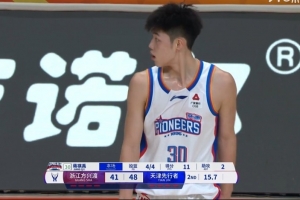 敢打敢拼！19岁小将蒋祺禹不虚孙铭徽 半场4中4拿到11分2助