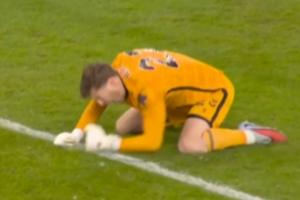 老子的助攻黑猫单刀被门线解围，准备庆祝的门将跪地怒捶草皮