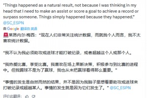 梅西：不认为我必须助攻或进球才破纪录，或者超越这个人或那个人